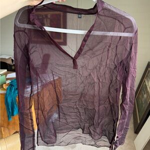 Sheer Purple Long Sleeve Blouse